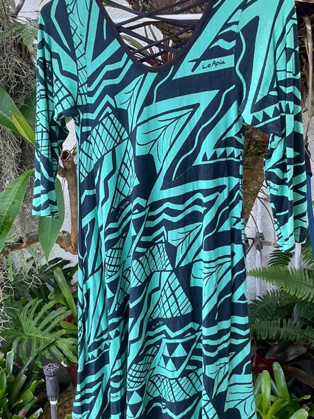 Green & Blue LeApia Hawaiian Dress